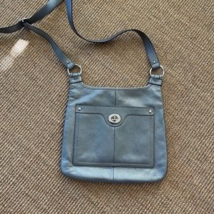 Metallic Silver Coach Cross Body Bag